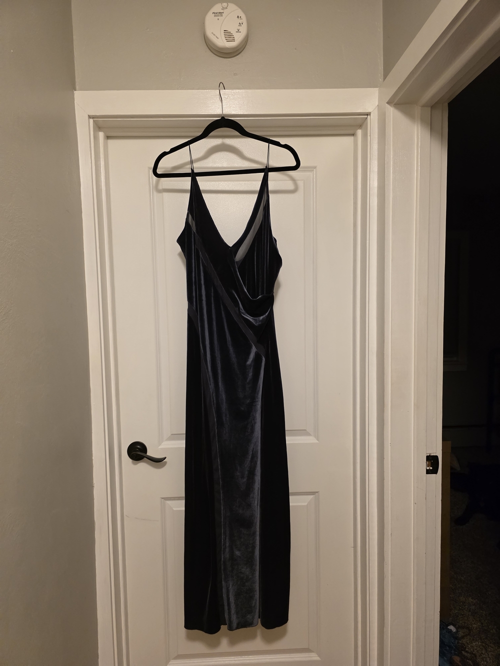 Free People Dusky Blue Velvet Maxi Slip Dress